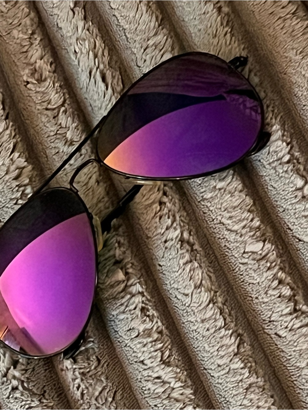 Ray-Ban Women's Aviator Sunglasses with Purple Mirror Lenses - Picture 6 of 6